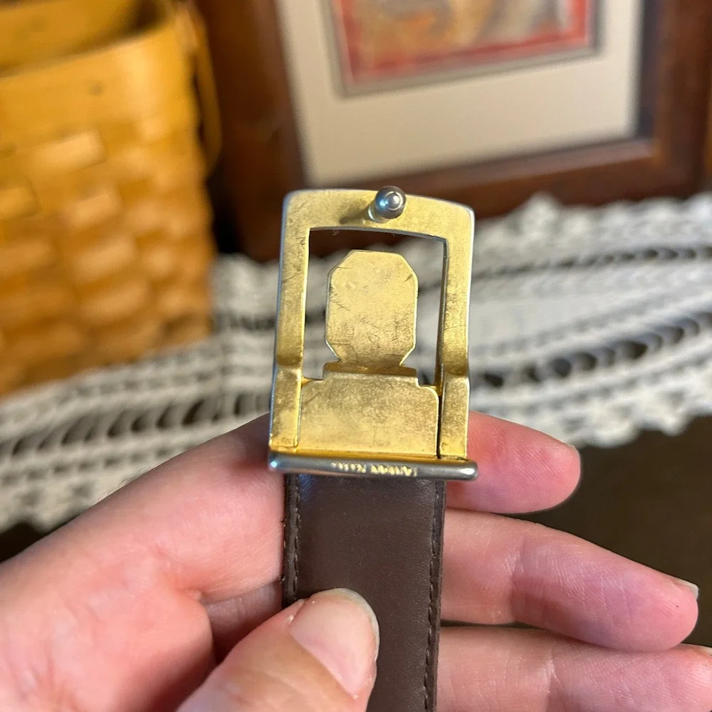 Vintage Republic of‎ China Brown Leather Belt with Brass Buckle Men's Classic